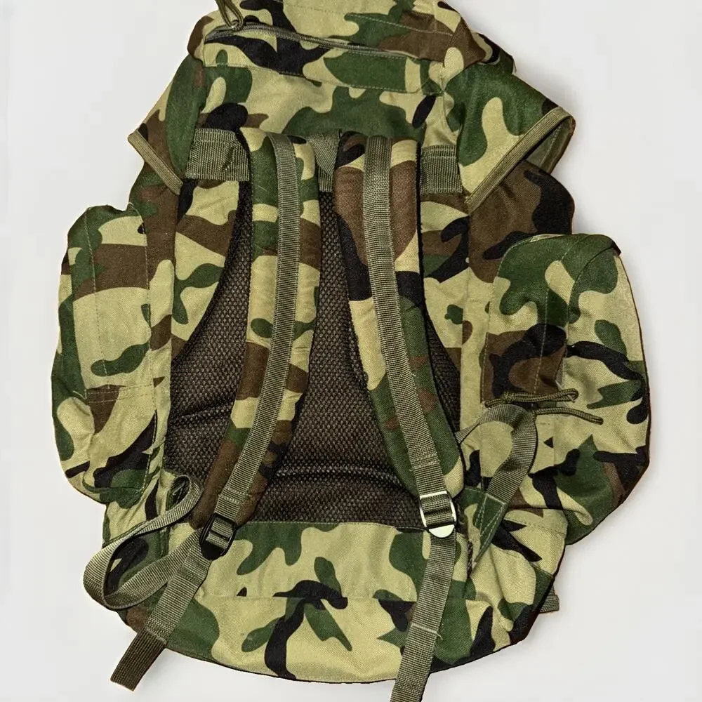 Vintage Mil-Spec Plus Woodland Camo Hunting Backpack Rucksack Large Y2K